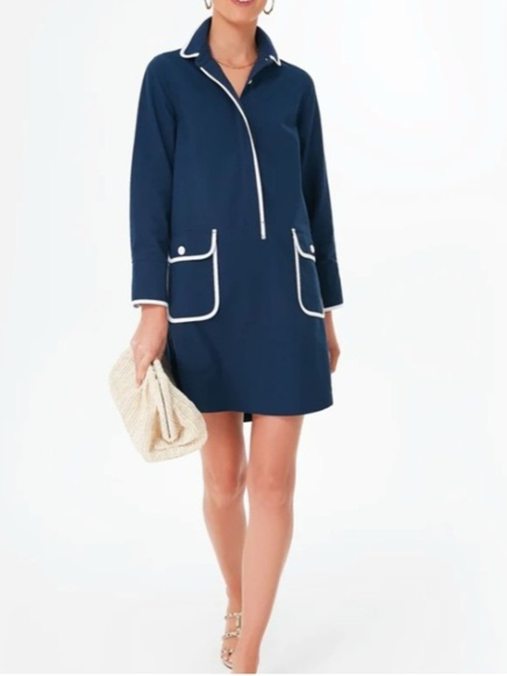 Pomander Place Navy Coverup Tunic with White Trim